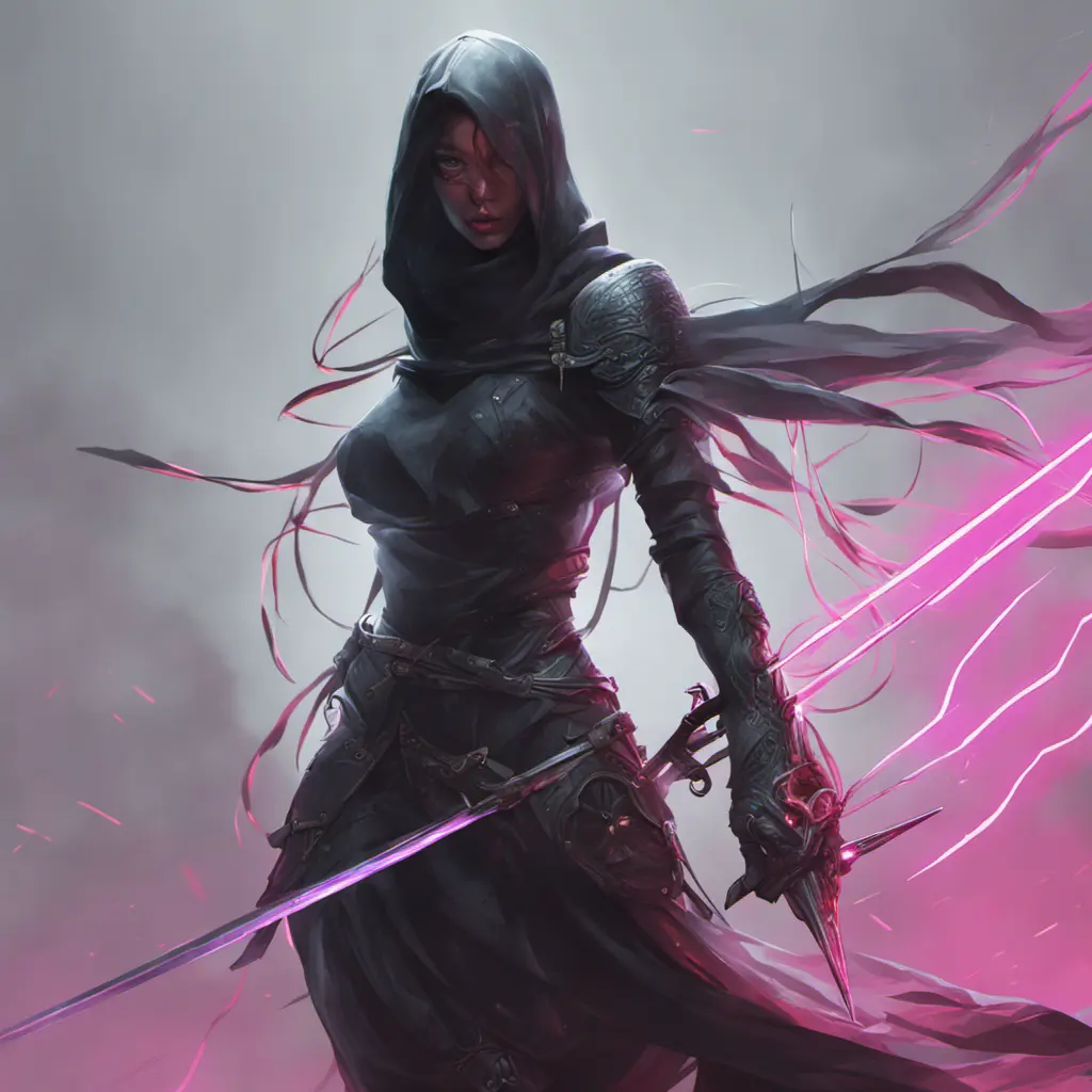 Veiled Assasin with daggers, 8k, Highly Detailed, Intricate, Artstation, Digital Painting, Illustration, Sharp Focus, Smooth, Unreal Engine, Neon, Concept Art by Stanley Artgerm Lau, Greg Rutkowski