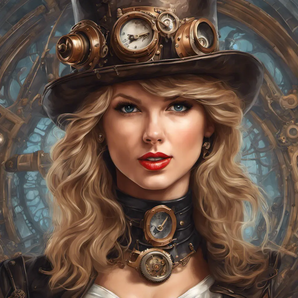 Steampunk portrait of Taylor Swift, Highly Detailed, Intricate, Artstation, Beautiful, Digital Painting, Sharp Focus, Concept Art, Elegant