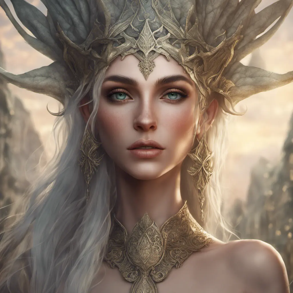 Alluring highly detailed matte portrait of a beautiful elf queen in the style of Stefan Kostic, 8k, High Definition, Highly Detailed, Intricate, Half Body, Realistic, Sharp Focus, Fantasy, Elegant