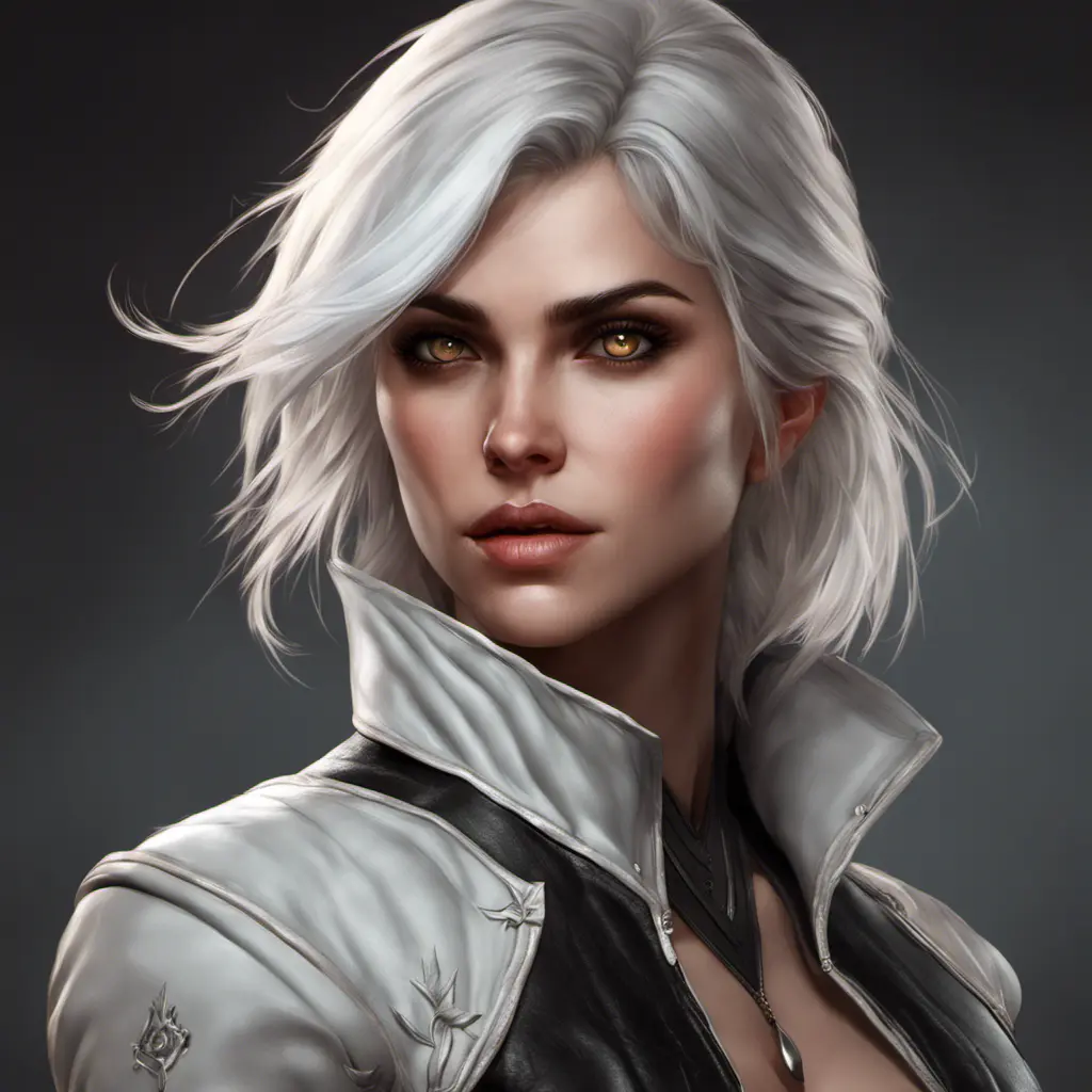 Alluring matte portrait of a beautiful Ciri wearing black leather, 8k, Highly Detailed, Intricate, Half Body, Realistic, Sharp Focus, Volumetric Lighting, Fantasy, Elegant by Stanley Artgerm Lau, WLOP