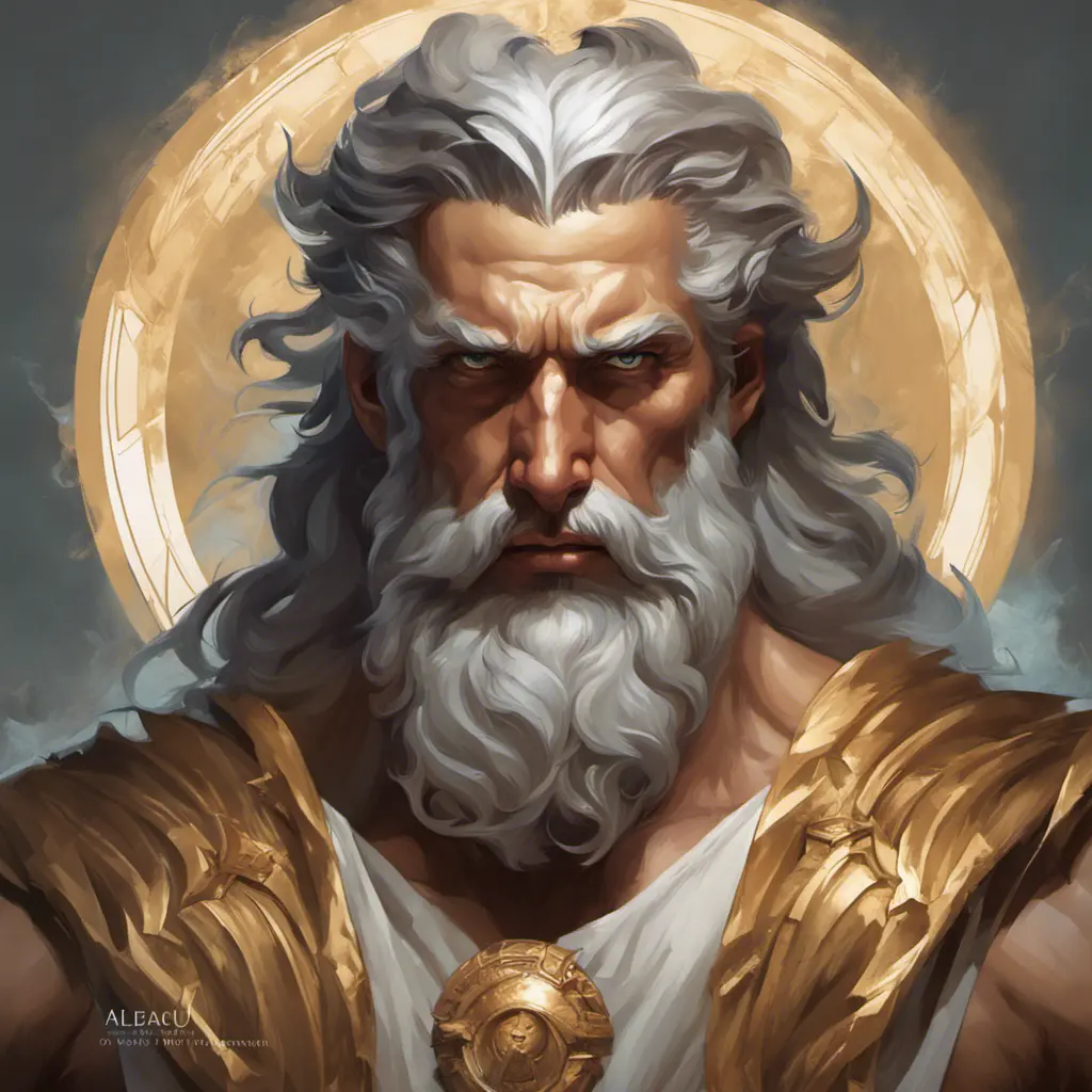 Matte portrait of a fierce God Zeus, 4k, Highly Detailed, Hyper Detailed, Powerful, Artstation, Vintage Illustration, Digital Painting, Sharp Focus, Smooth, Concept Art by Stanley Artgerm Lau, Alphonse Mucha, Greg Rutkowski