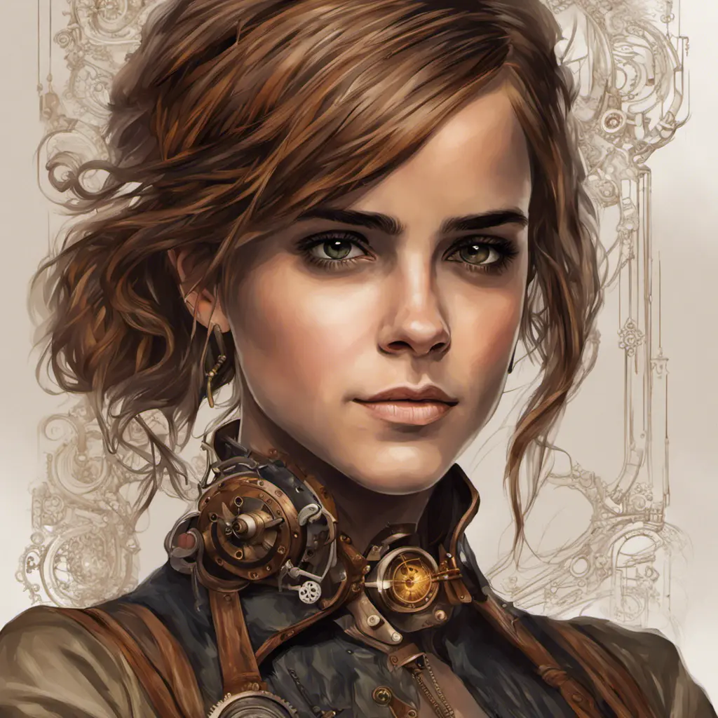 Steampunk portrait of Emma Watson, Highly Detailed, Intricate, Artstation, Beautiful, Digital Painting, Sharp Focus, Concept Art, Elegant