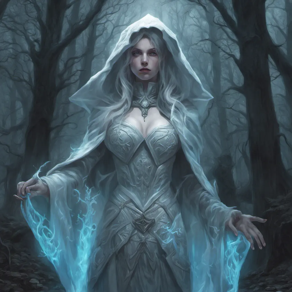 Ice mage in a haunted forest, Highly Detailed, Intricate, Gothic, Volumetric Lighting, Fantasy, Dark by Stanley Artgerm Lau