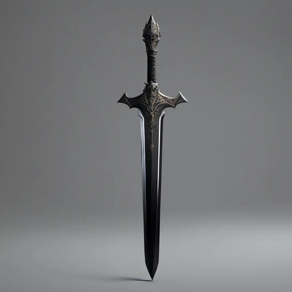 Obsidian luminous energy epic black sword artifact, 8k, Gothic and Fantasy, Unreal Engine