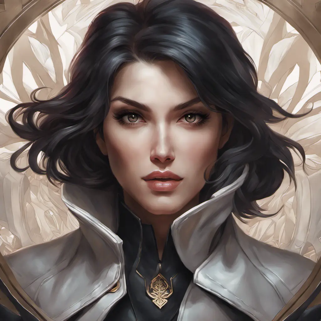 Alluring matte portrait of a beautiful Fiora wearing black leather, 8k, Highly Detailed, Intricate, Half Body, Realistic, Sharp Focus, Volumetric Lighting, Fantasy, Elegant by Stanley Artgerm Lau, Alphonse Mucha, WLOP, Stefan Kostic