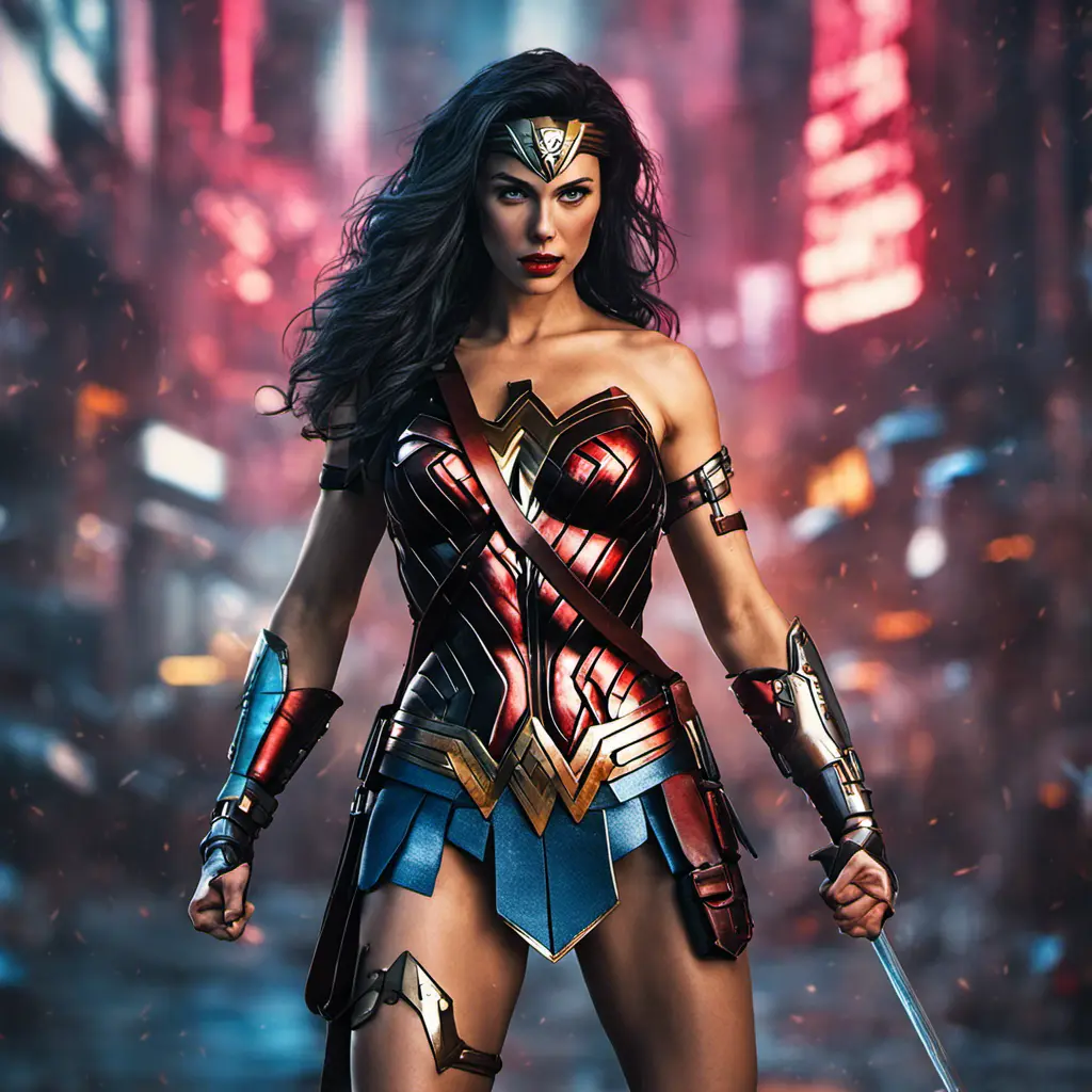 Photo of cyberpunk wonder woman, 8k, Sci-Fi