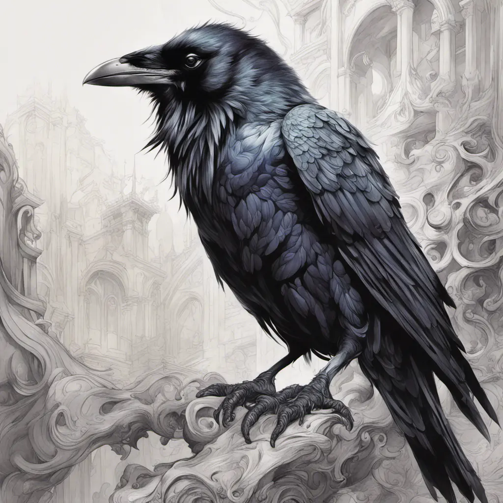 Raven, Highly Detailed, Intricate, Color Splash, Ink Art, Fantasy, Dark by Stanley Artgerm Lau