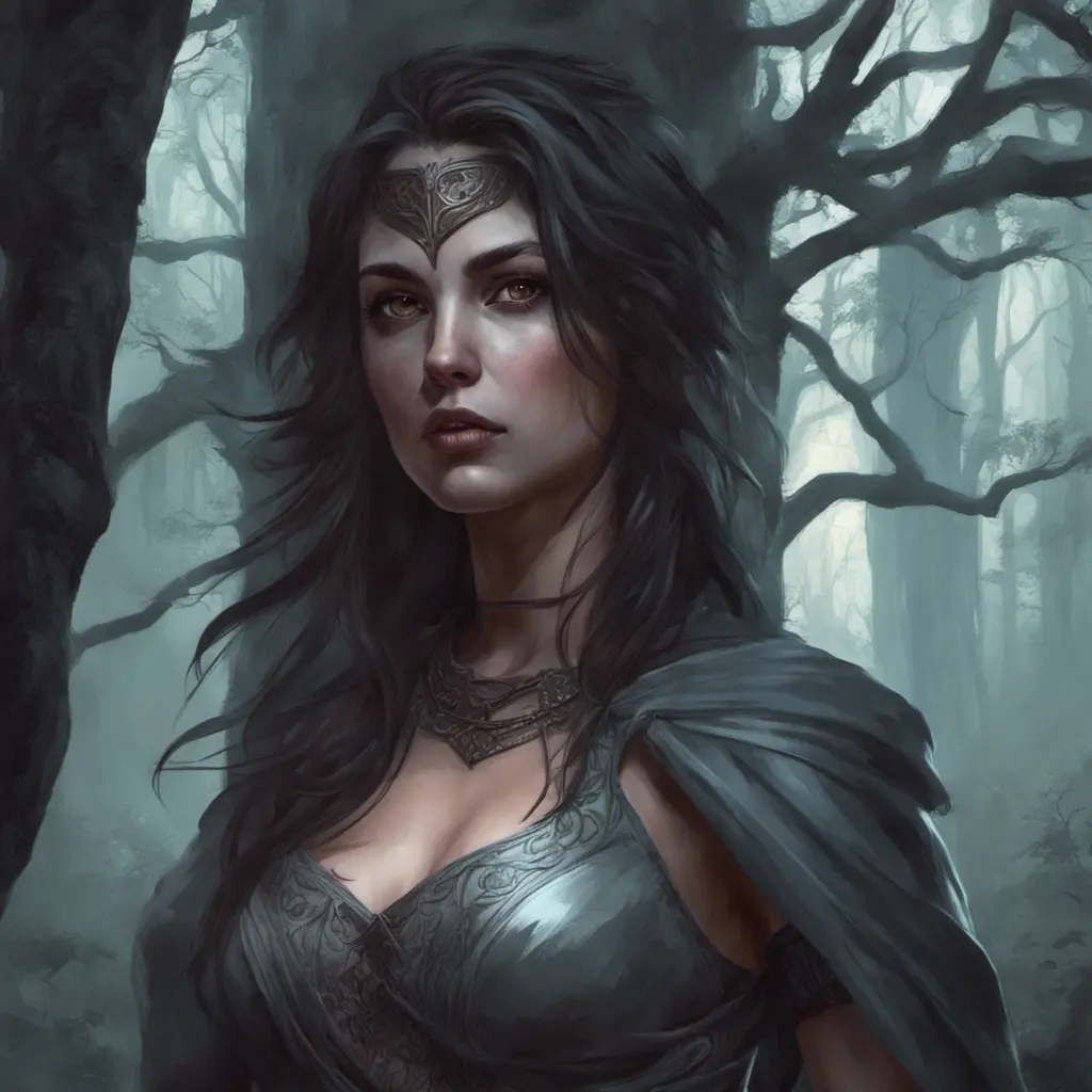 Kassandra in a haunted forest, Highly Detailed, Intricate, Gothic, Volumetric Lighting, Fantasy, Dark by Stanley Artgerm Lau