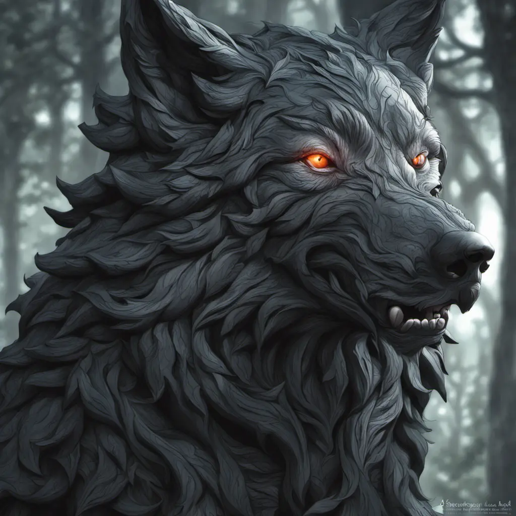 Wolf in the forst, Highly Detailed, Intricate, Gothic, Volumetric Lighting, Fantasy, Dark by Stanley Artgerm Lau