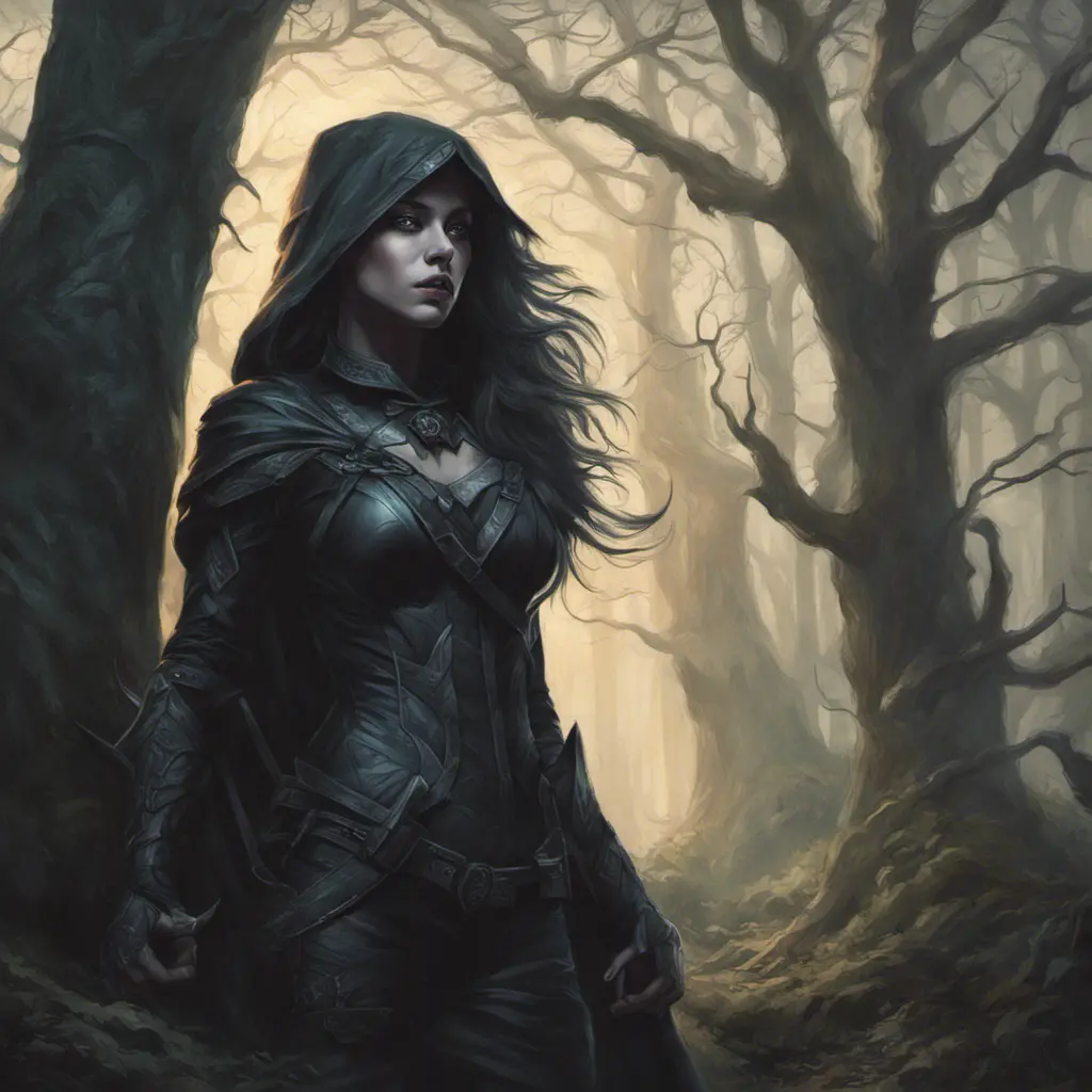 Huntress in a haunted forest, Highly Detailed, Intricate, Gothic, Volumetric Lighting, Fantasy, Dark by Stanley Artgerm Lau