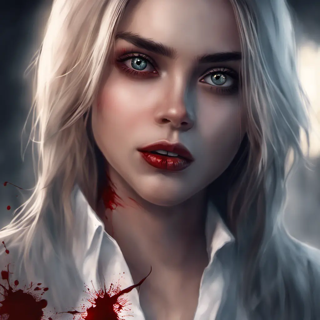 Beautiful girl in vampire academy with blood thirst eyes, 8k, Stunning, Digital Painting, Cinematic Lighting, Sharp Focus, Fantasy, Hyper Realistic