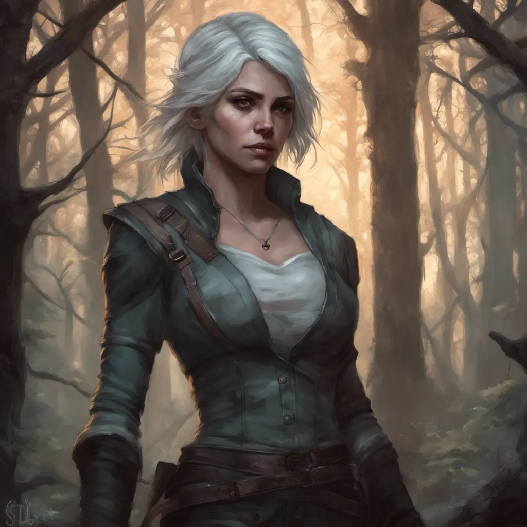 Ciri in a haunted forest, Highly Detailed, Intricate, Gothic, Volumetric Lighting, Fantasy, Dark by Stanley Artgerm Lau