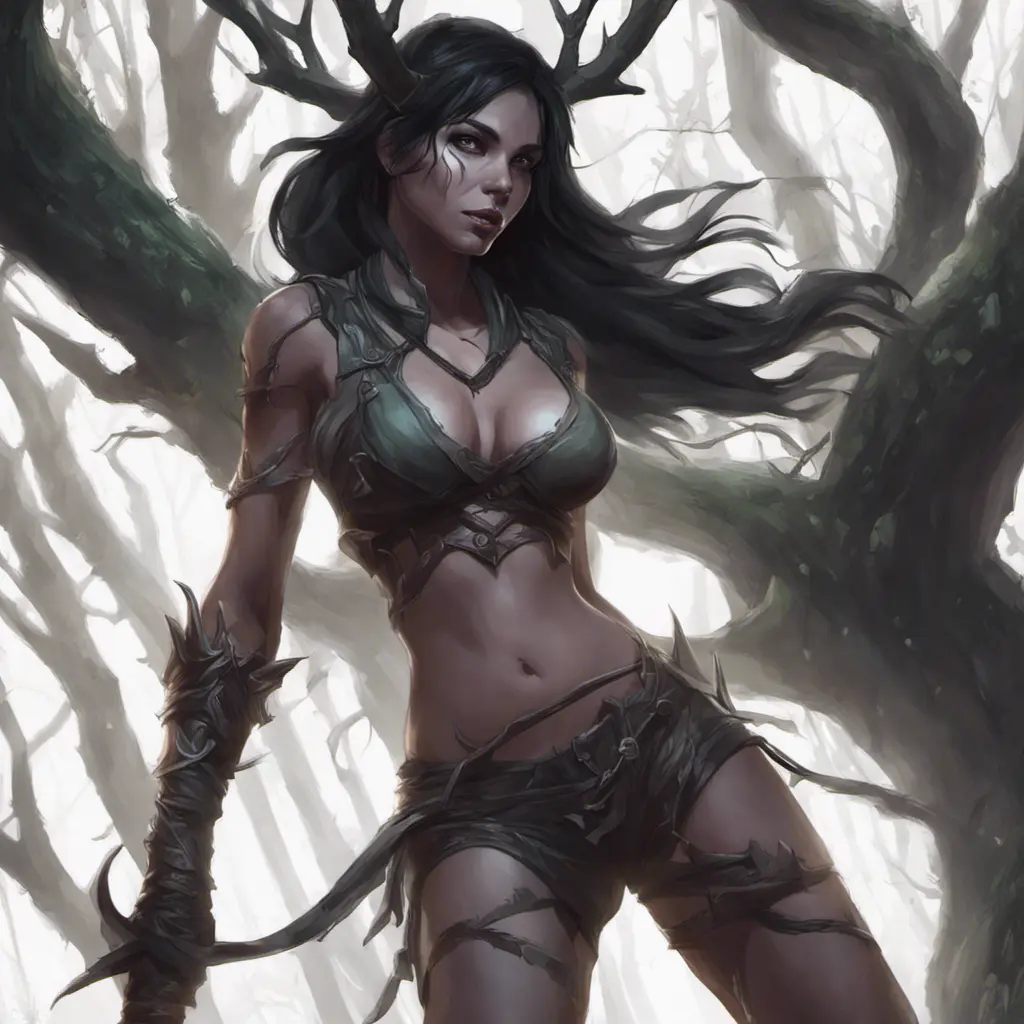 Nidalee in a haunted forest, Highly Detailed, Intricate, Gothic, Volumetric Lighting, Fantasy, Dark by Stanley Artgerm Lau