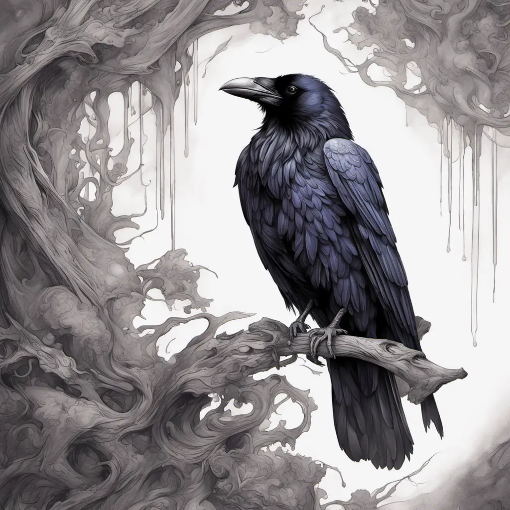 Raven, Highly Detailed, Intricate, Color Splash, Ink Art, Fantasy, Dark by Stanley Artgerm Lau