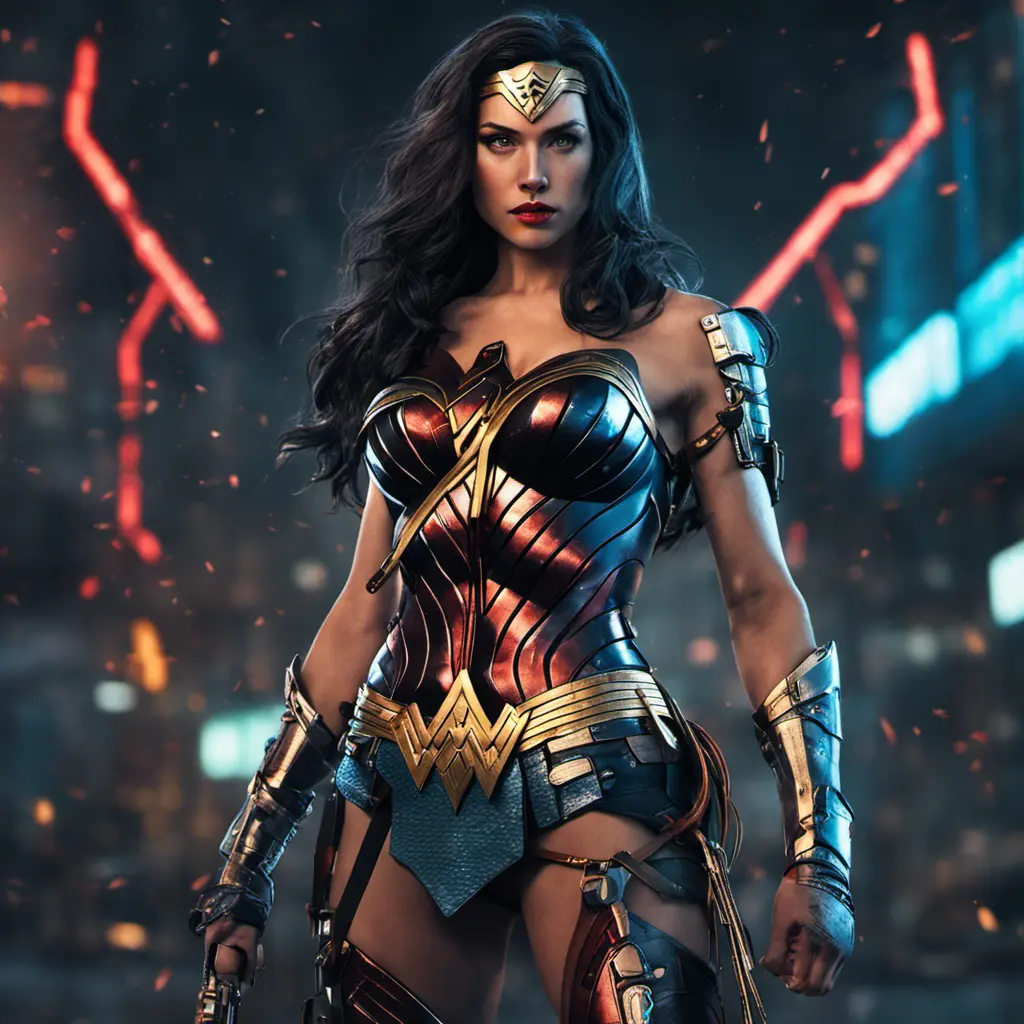 Photo of cyberpunk wonder woman, 8k, Sci-Fi