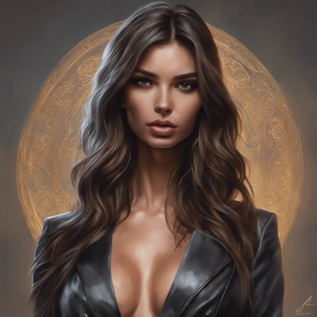 Alluring matte portrait of a beautiful Emily Ratajkowski in the style of Stefan Kostic, 8k, Highly Detailed, Intricate, Half Body, Realistic, Sharp Focus, Volumetric Lighting, Fantasy, Elegant by Stanley Artgerm Lau, Greg Rutkowski