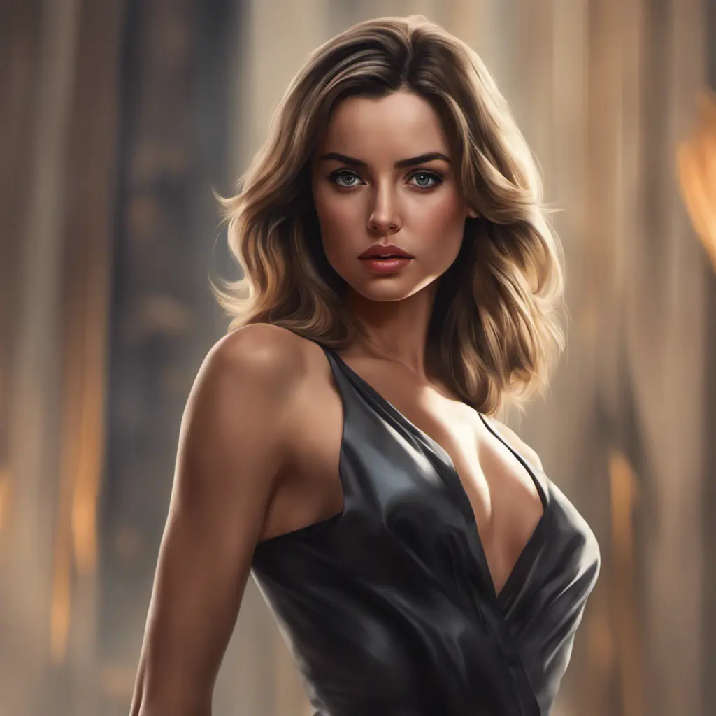 Alluring matte portrait of a beautiful Ana de Armas from James Bond in the style of Stefan Kostic, 8k, Highly Detailed, Intricate, Half Body, Realistic, Sharp Focus, Volumetric Lighting, Fantasy, Elegant by Stanley Artgerm Lau, Greg Rutkowski