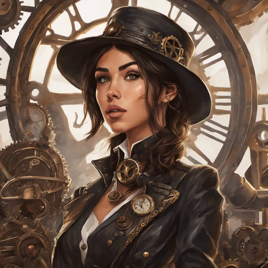 Steampunk portrait of Madison Beer, Highly Detailed, Intricate, Artstation, Beautiful, Digital Painting, Sharp Focus, Concept Art, Elegant