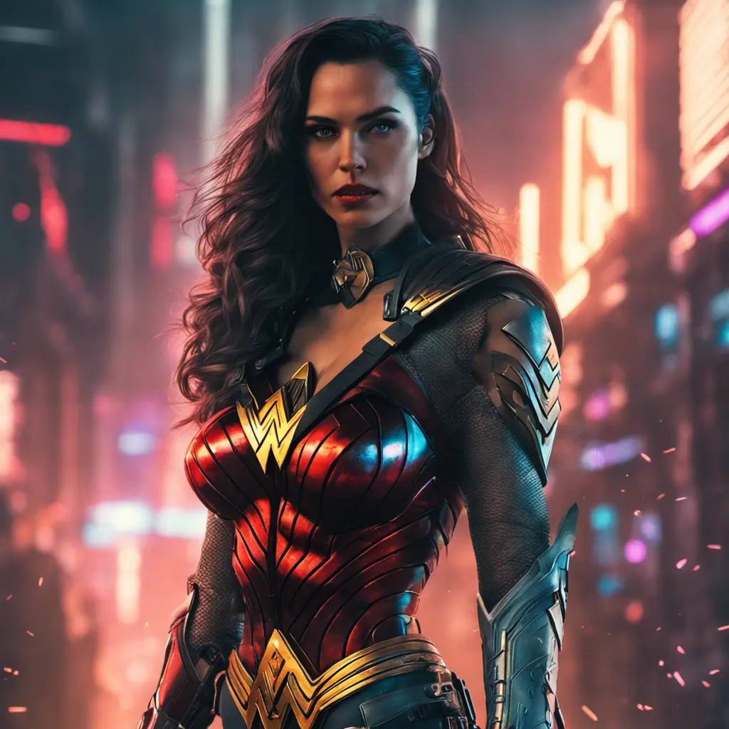 Photo of cyberpunk wonder woman, 8k, Sci-Fi