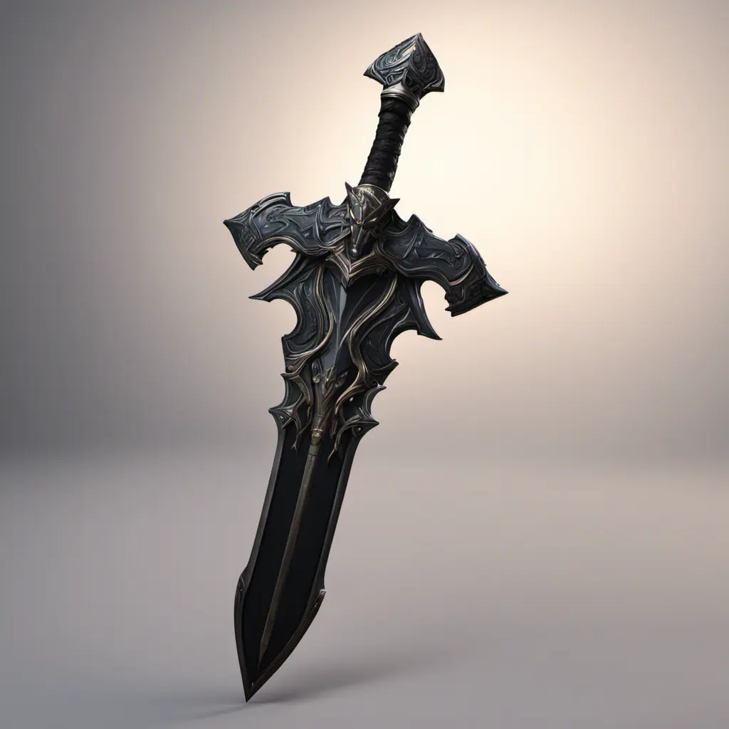 Obsidian luminous energy epic black sword artifact, 8k, Gothic and Fantasy, Unreal Engine