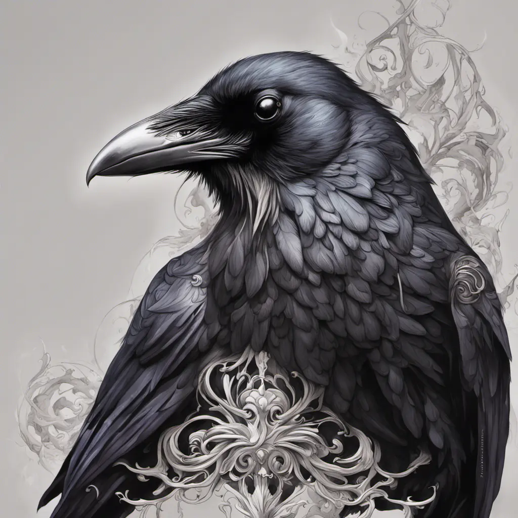 Raven, Highly Detailed, Intricate, Gothic, Volumetric Lighting, Color Splash, Vibrant Colors, Ink Art, Fantasy, Dark by Stanley Artgerm Lau