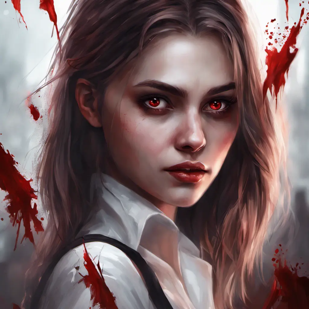 Beautiful girl in vampire academy with blood thirst eyes, 8k, Stunning, Digital Painting, Cinematic Lighting, Sharp Focus, Fantasy, Hyper Realistic