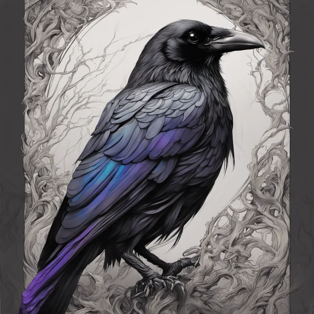 Raven, Highly Detailed, Intricate, Gothic, Volumetric Lighting, Color Splash, Vibrant Colors, Ink Art, Fantasy, Dark by Stanley Artgerm Lau