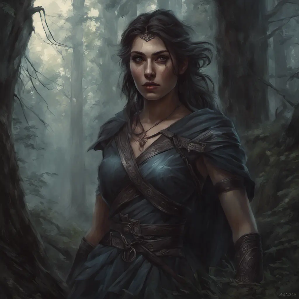 Kassandra in a haunted forest, Highly Detailed, Intricate, Gothic, Volumetric Lighting, Fantasy, Dark by Stanley Artgerm Lau