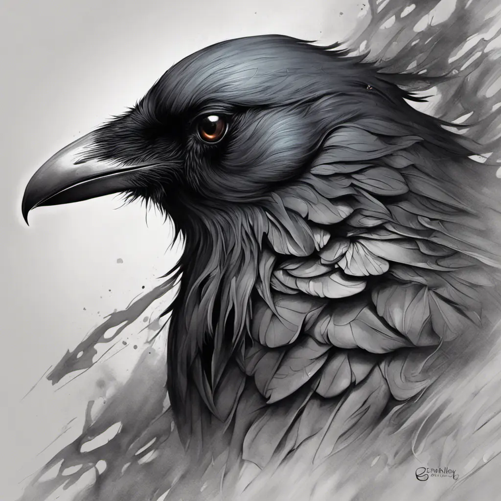 Raven, Highly Detailed, Intricate, Color Splash, Ink Art, Fantasy, Dark by Stanley Artgerm Lau