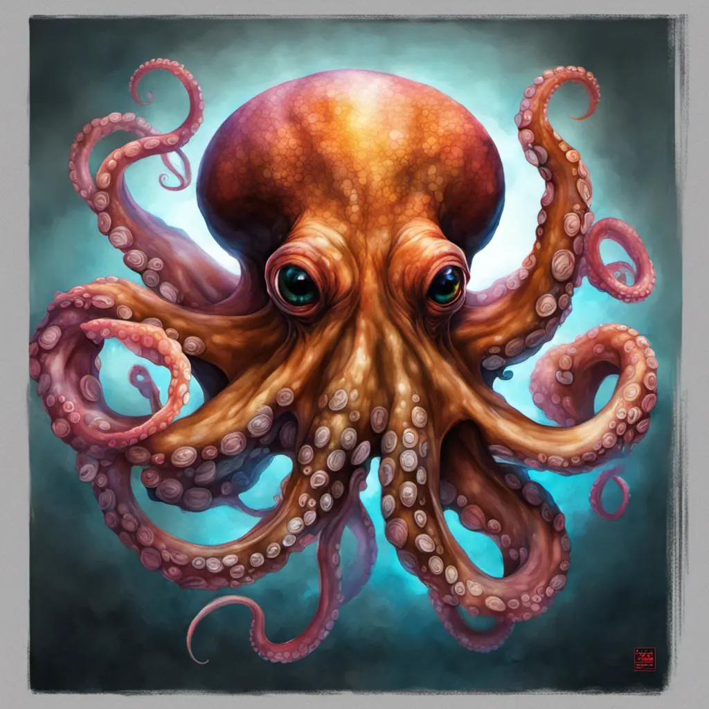 Octopus, Highly Detailed, Intricate, Color Splash, Ink Art, Fantasy, Dark by Stanley Artgerm Lau