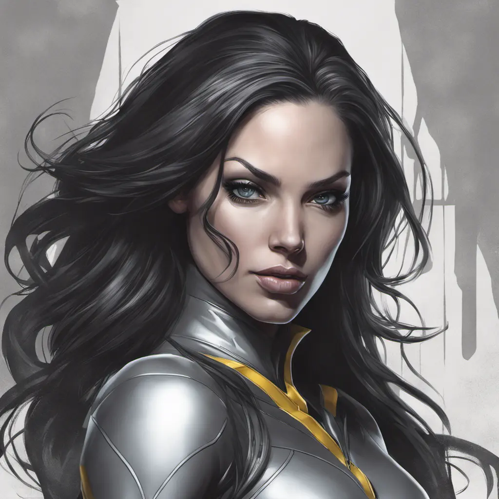 Alluring matte portrait of a beautiful Laura Kinney from Xmen in the style of Stefan Kostic, 8k, Highly Detailed, Intricate, Half Body, Realistic, Sharp Focus, Volumetric Lighting, Fantasy, Elegant by Stanley Artgerm Lau, Greg Rutkowski