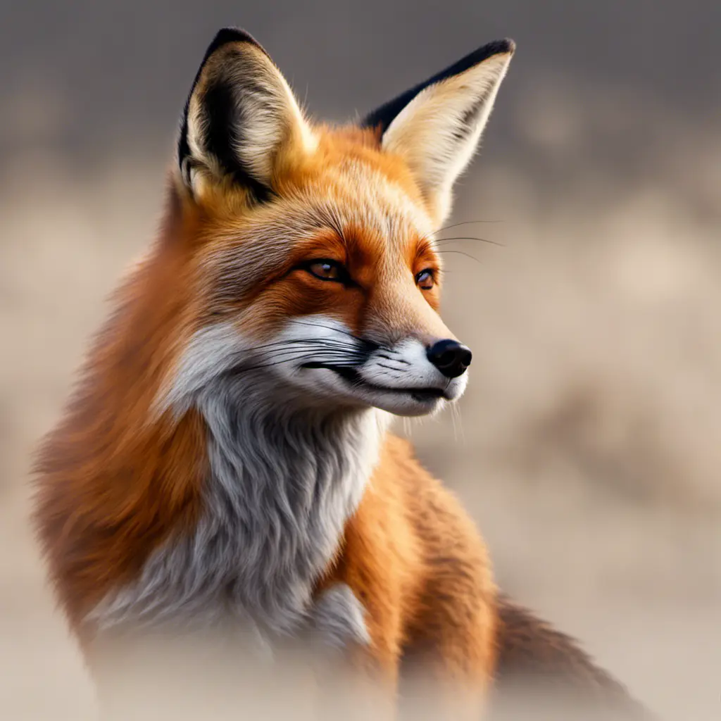 A red fox sniffing the wind, its muzzle raised upwards, eyes closed, 8k, Highly Detailed, Photo Realistic, Romantic