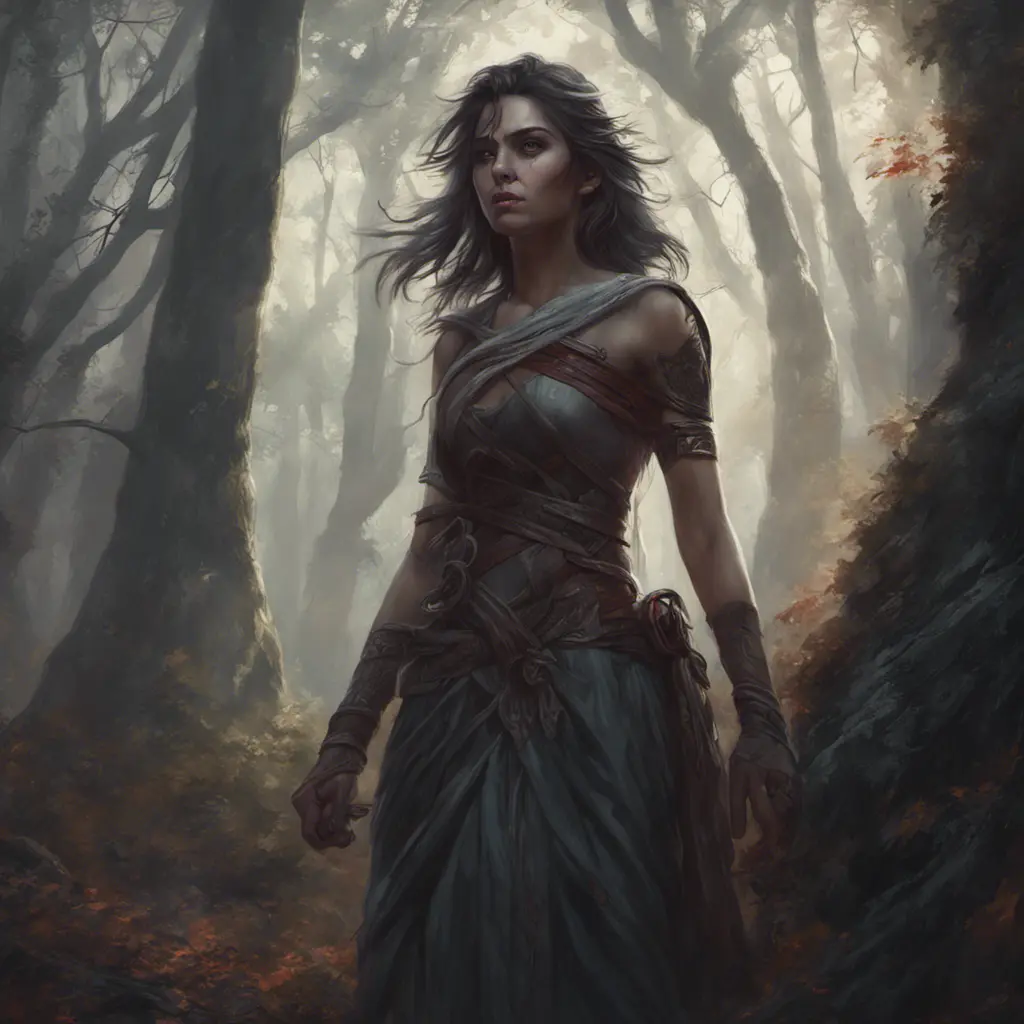 Kassandra in a haunted forest, Highly Detailed, Intricate, Gothic, Volumetric Lighting, Fantasy, Dark by Stanley Artgerm Lau