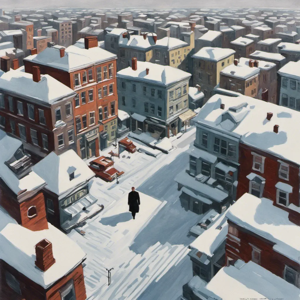 The scene in Hitchcock movie Vertigo, winter, Gouache painting, Highly Detailed, Intricate Details, Trending on Artstation, Winter, Sharp Focus, Gouache Painting by Greg Rutkowski