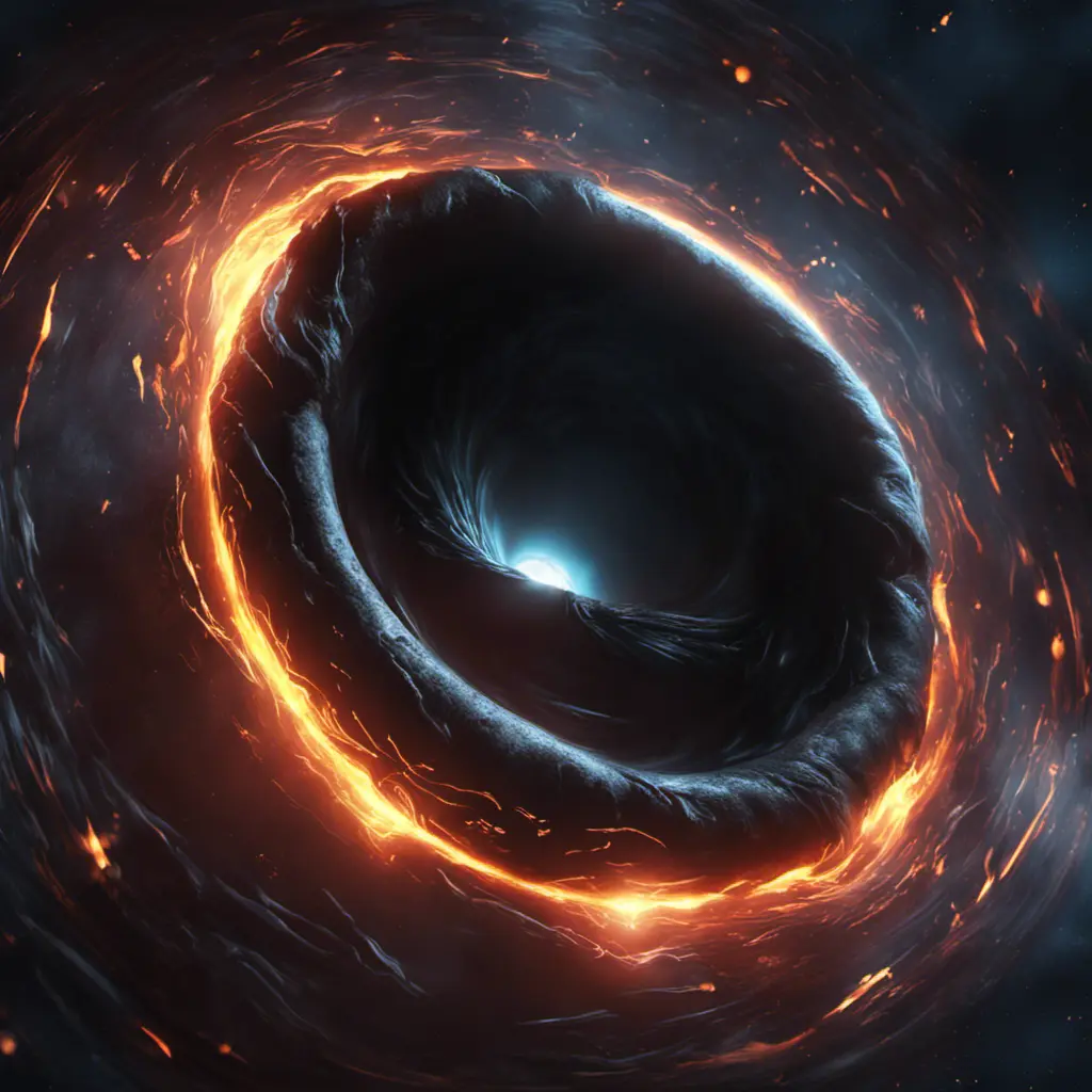 Digital art of Black hole containing strange object, 8k, Digital Painting, Cinematic Lighting, Hyper Realistic