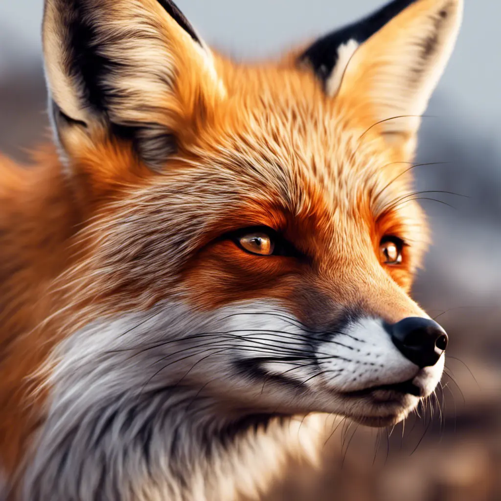 A red fox sniffing the wind, its muzzle raised upwards, eyes closed, 8k, Highly Detailed, Photo Realistic, Romantic