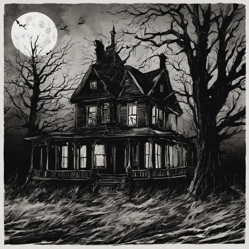 A terrifying atmosphere in a sinister house on a dark night, Horror, Dark, Terrifying