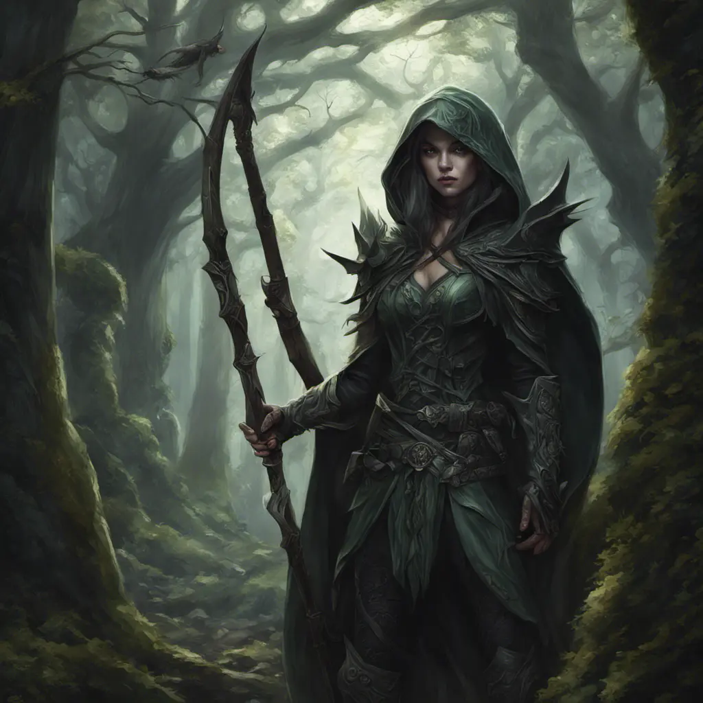 Elf hunter in a haunted forest, Highly Detailed, Intricate, Gothic, Volumetric Lighting, Fantasy, Dark by Stanley Artgerm Lau