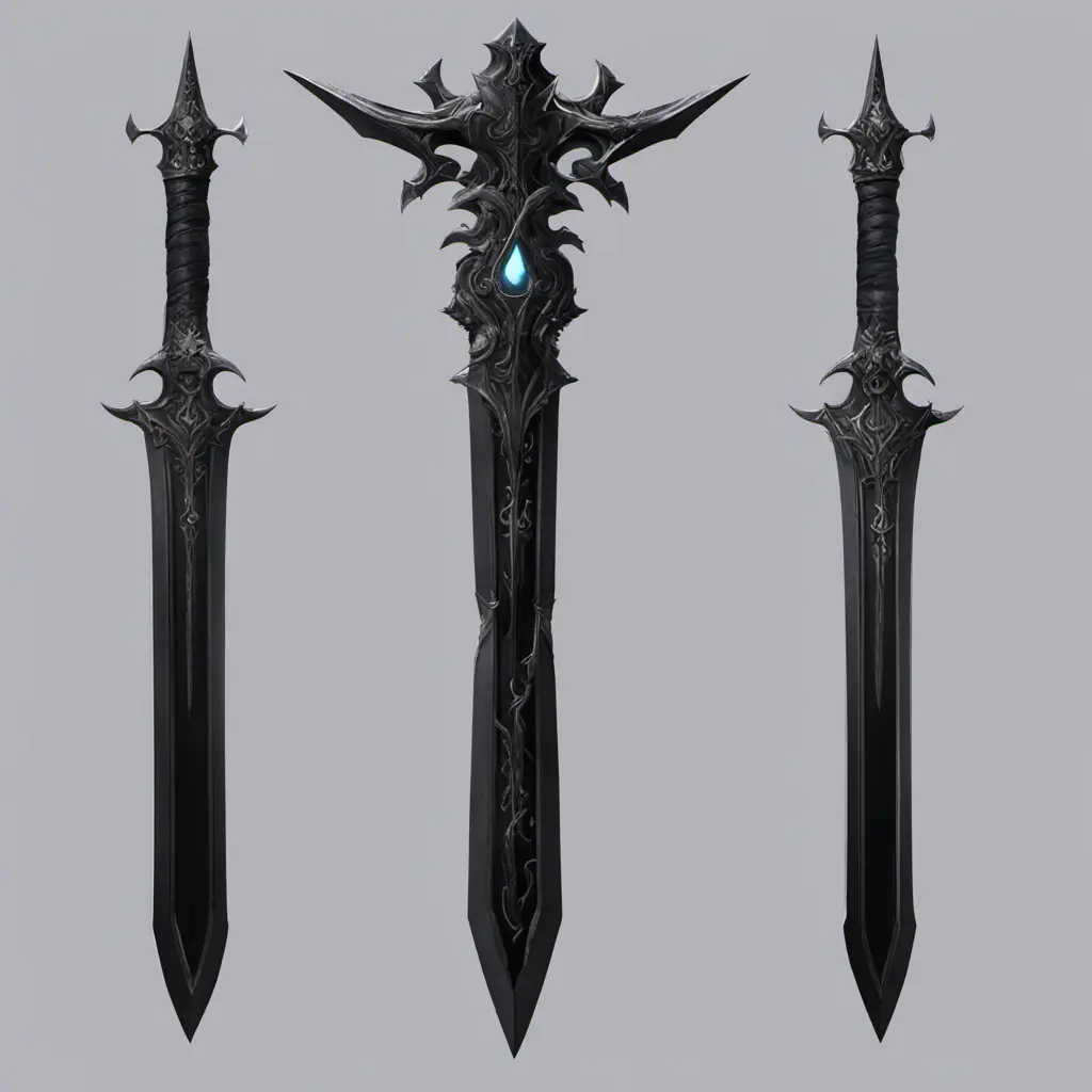 Obsidian luminous energy epic black sword artifact, 8k, Gothic and Fantasy, Unreal Engine