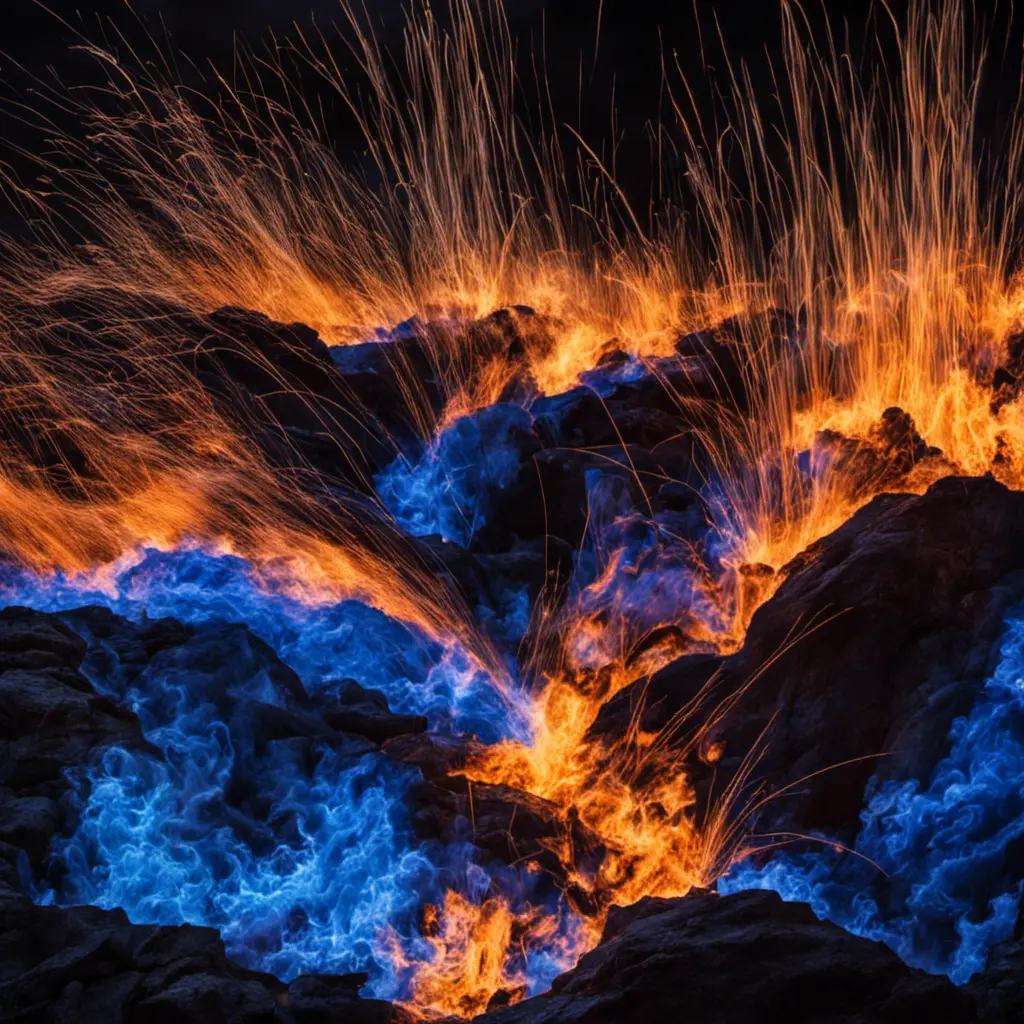 Blue fire at night, Vibrant Colors