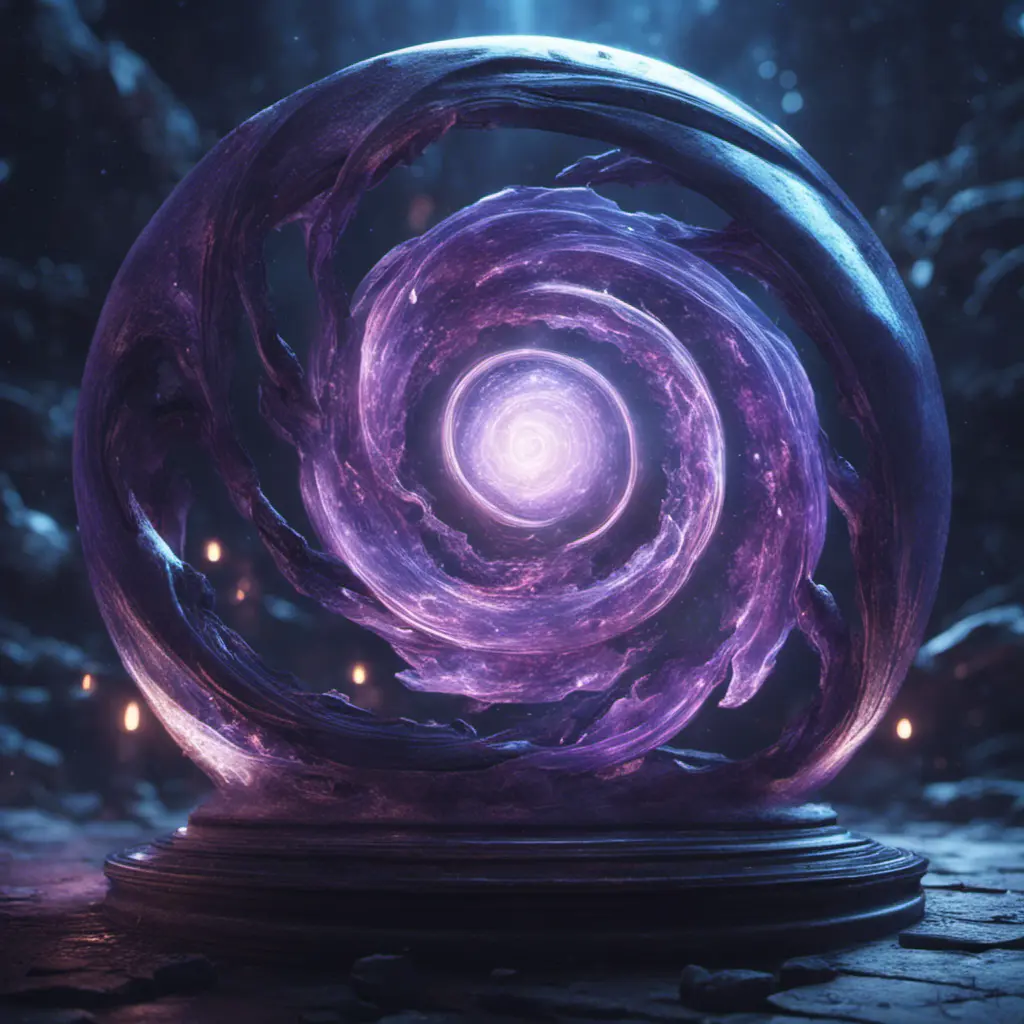 of blue and purple swirling within its depths. The orb radiates a mysterious energy, captivating all who gaze upon it. Its power is said to grant unimaginable abilities to those who possess it., 8k, Unreal Engine, Fantasy