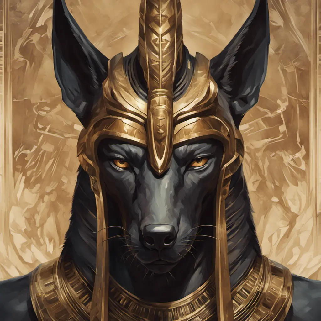 close up fierce looking egyptian god Anubis, 4k, Highly Detailed, Hyper Detailed, Powerful, Artstation, Vintage Illustration, Digital Painting, Sharp Focus, Smooth, Concept Art by Stanley Artgerm Lau, Alphonse Mucha, Greg Rutkowski