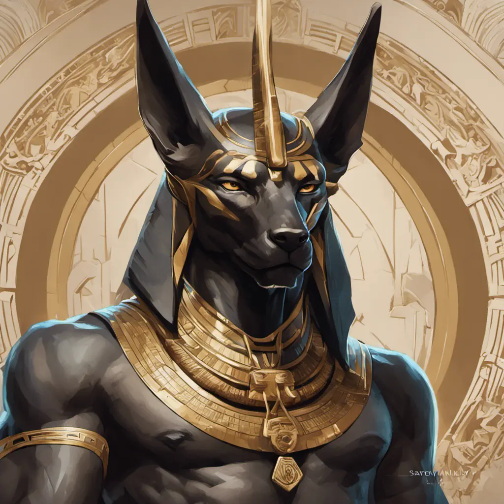 close up fierce looking egyptian god Anubis, 4k, Highly Detailed, Hyper Detailed, Powerful, Artstation, Vintage Illustration, Digital Painting, Sharp Focus, Smooth, Concept Art by Stanley Artgerm Lau, Alphonse Mucha, Greg Rutkowski