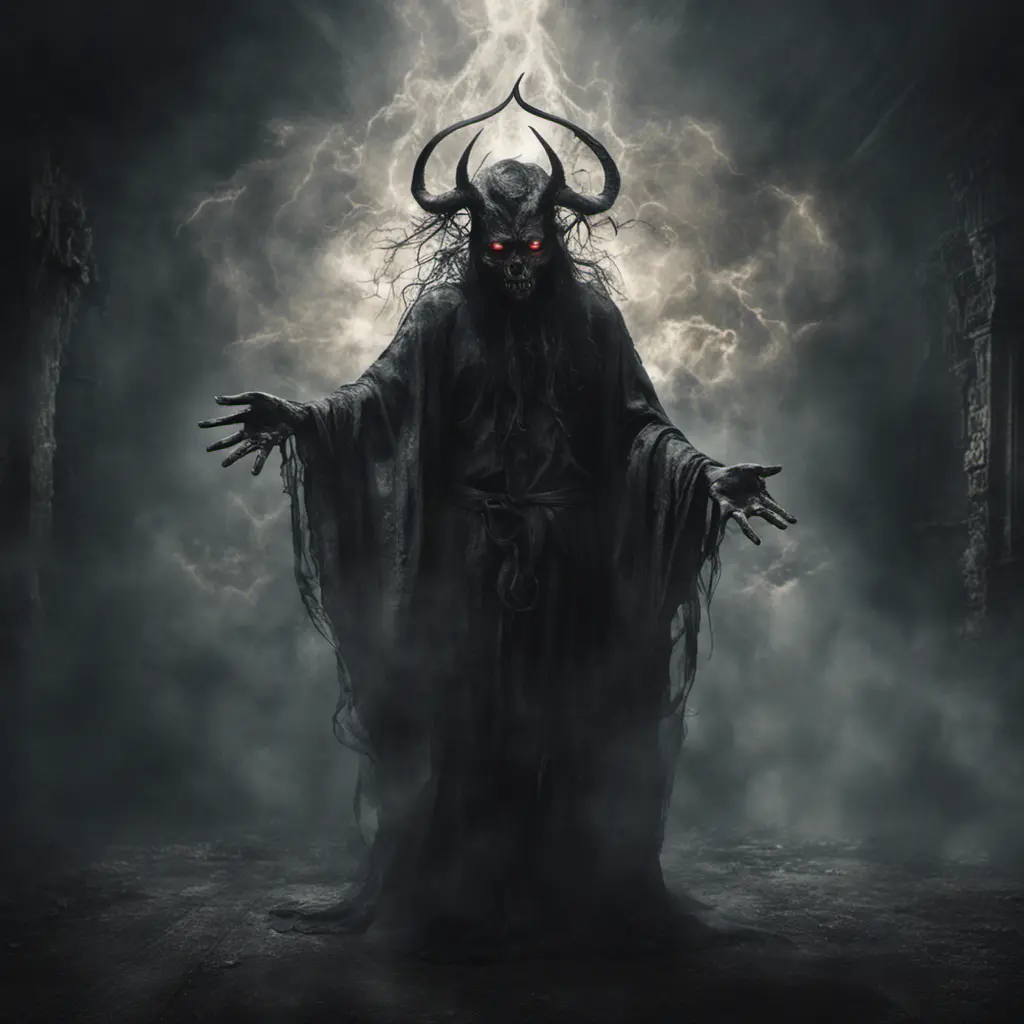 Tulpa Demon Occult Esoteric Mysticism Supernatural Fantasy Dark background Ghostly apparition Eerie atmosphere, 8k, Gothic and Fantasy, Elden Ring, Photo Realistic, Dynamic Lighting by Greg Rutkowski