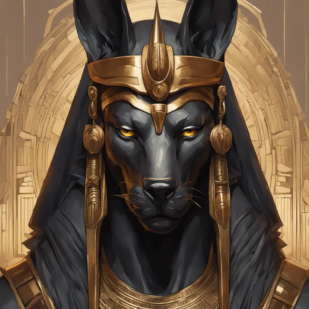 close up fierce looking egyptian god Anubis, 4k, Highly Detailed, Hyper Detailed, Powerful, Artstation, Vintage Illustration, Digital Painting, Sharp Focus, Smooth, Concept Art by Stanley Artgerm Lau, Alphonse Mucha, Greg Rutkowski