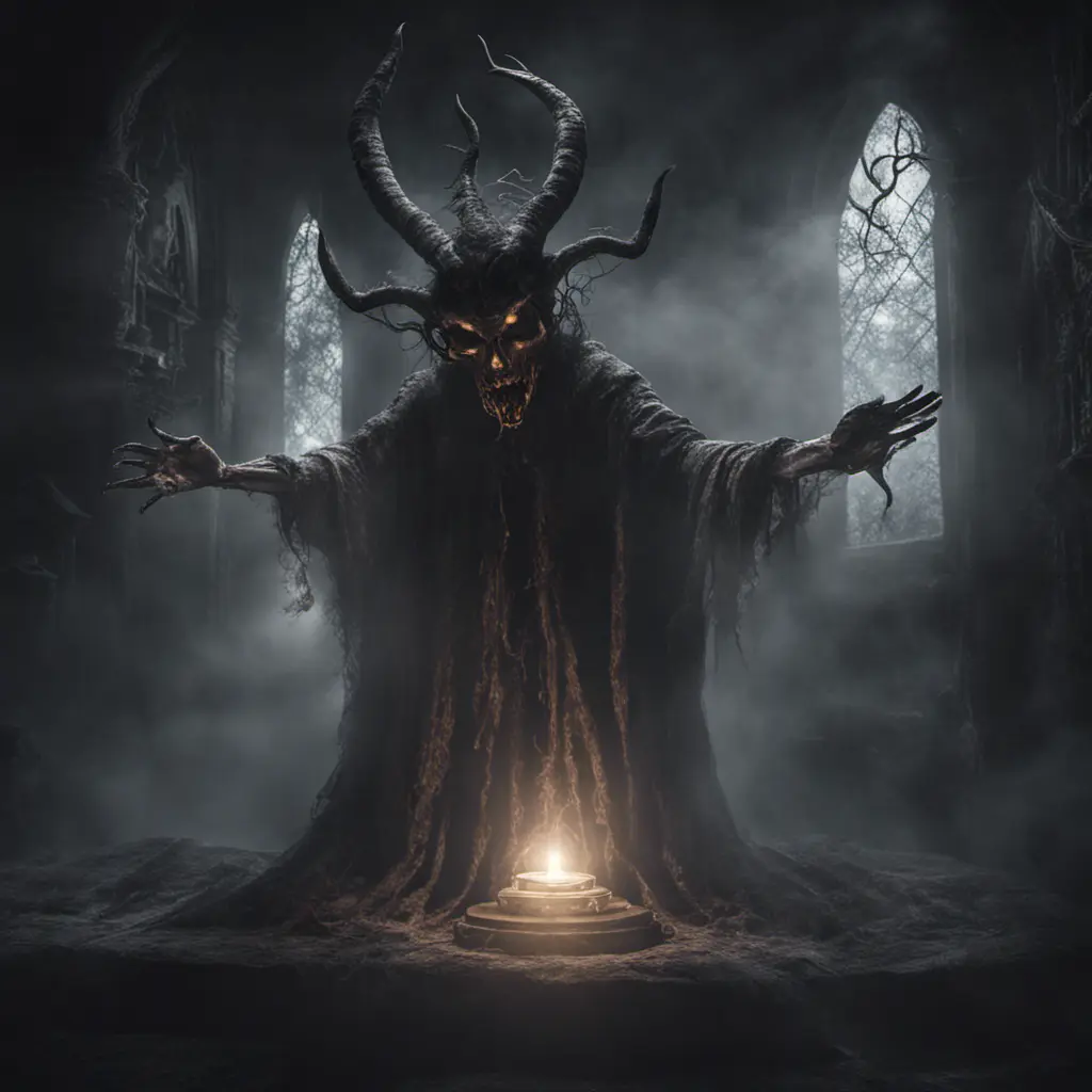 Tulpa Demon Occult Esoteric Mysticism Supernatural Fantasy Dark background Ghostly apparition Eerie atmosphere, 8k, Gothic and Fantasy, Elden Ring, Photo Realistic, Dynamic Lighting by Greg Rutkowski