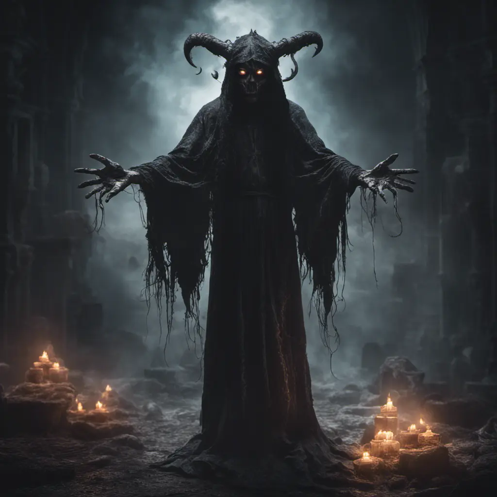 Tulpa Demon Occult Esoteric Mysticism Supernatural Fantasy Dark background Ghostly apparition Eerie atmosphere, 8k, Gothic and Fantasy, Elden Ring, Photo Realistic, Dynamic Lighting by Greg Rutkowski