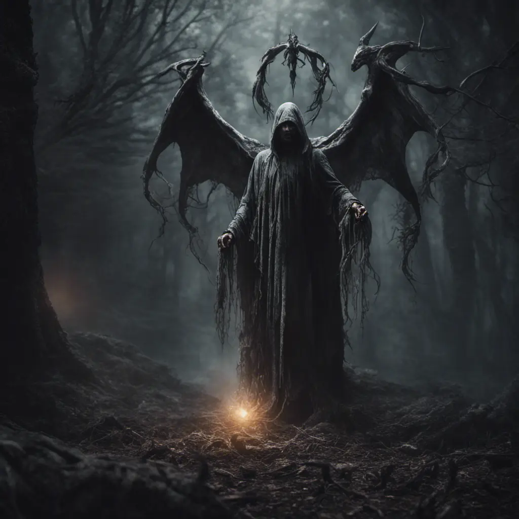 Tulpa Demon Occult Esoteric Mysticism Supernatural Fantasy Dark background Ghostly apparition Eerie atmosphere, 8k, Gothic and Fantasy, Elden Ring, Photo Realistic, Dynamic Lighting by Greg Rutkowski