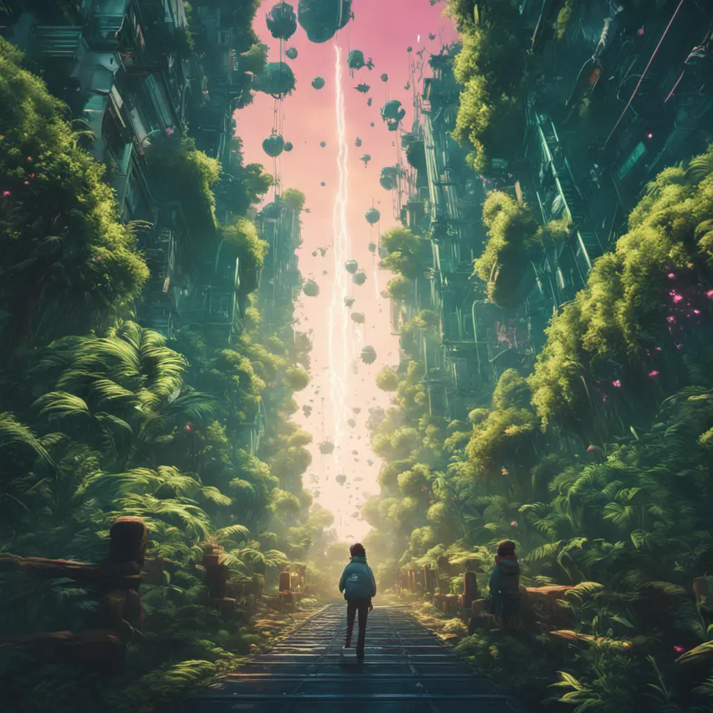 Studio ghibli, rocket explosion, jungle, solar, green technology, optimist future, 8k, Bokeh effect, Cinematic Lighting, Iridescence, Vibrant by Beeple, Dan Mumford, Greg Rutkowski, WLOP