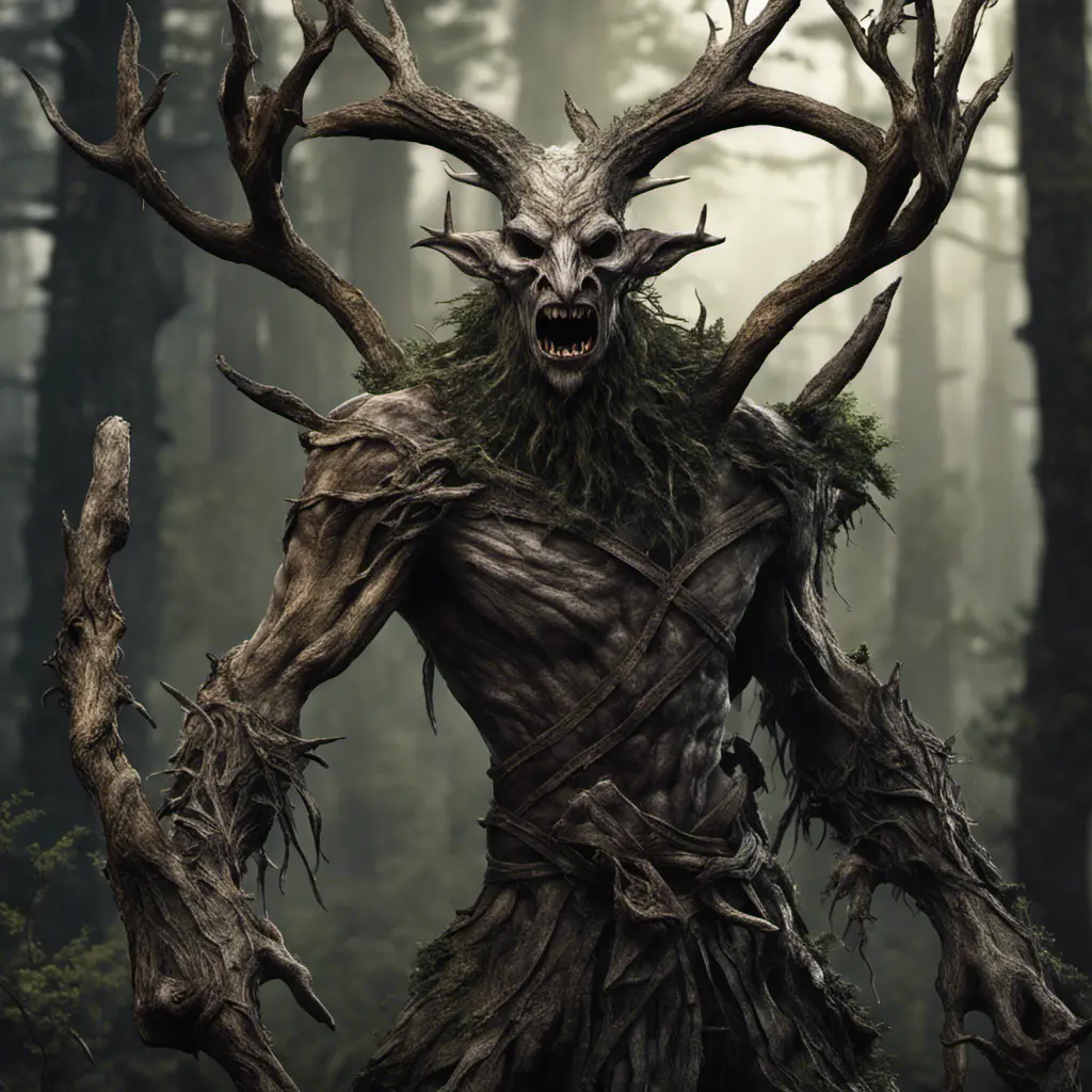 Leshen is a powerful, man-eating creature that dwells in the forests. It is a sorcerer with the ability to control the roots of the trees and use them to bind and capture its prey. The Leshen is ancient, with origins that are shrouded in mystery. , 8k, Gothic and Fantasy, Elden Ring, Photo Realistic, Dynamic Lighting